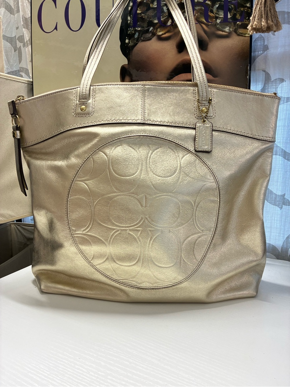 Coach Laura metallic gold leather tote